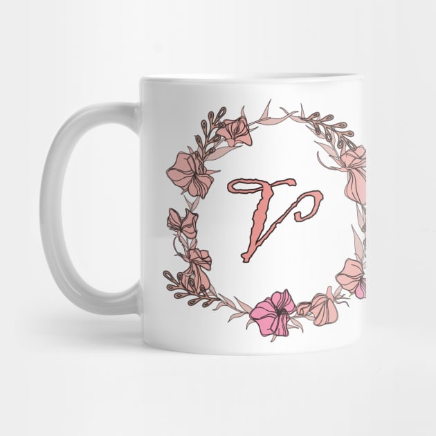 Letter V Rose Pink Initial Monogram - Letter v by Tilila